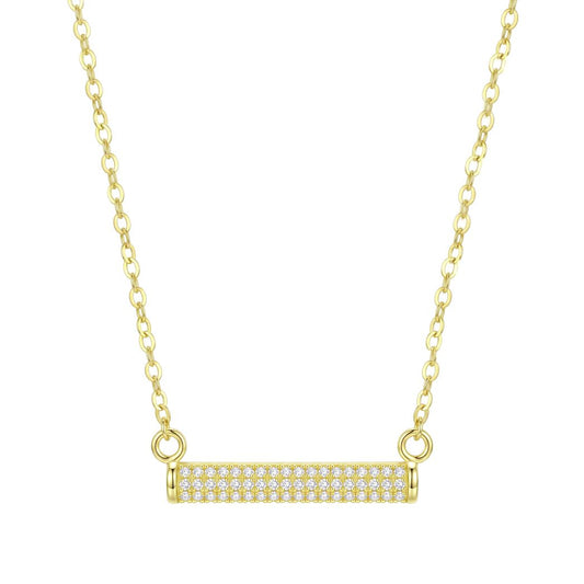 18K Gold Pave Bar Necklace