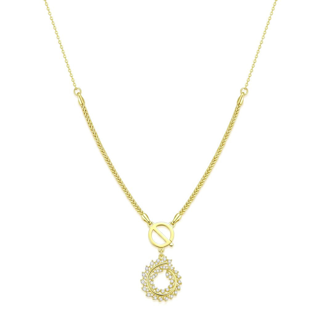 18K Gold Toggle Circle Pendant Necklace