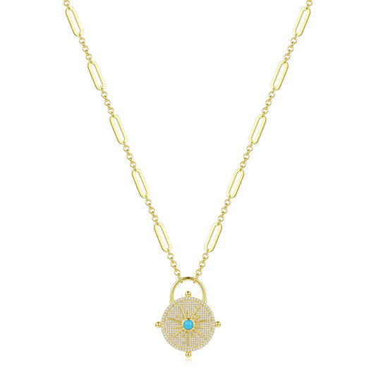 18K Gold Celestial Compass Lock Necklace