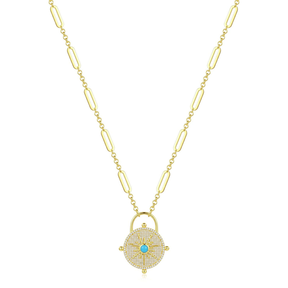 18K Gold Celestial Compass Lock Necklace