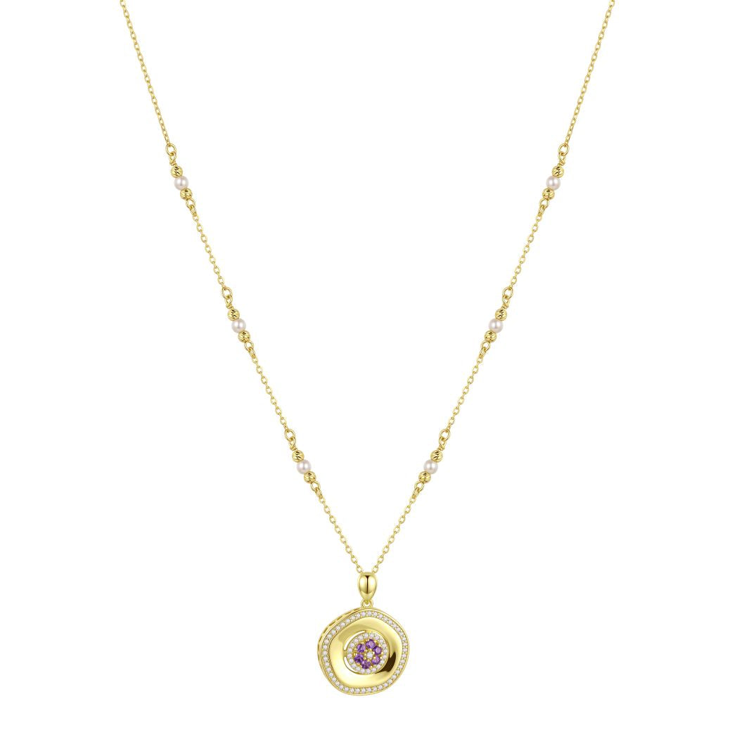 18K Gold Pearl Station Necklace