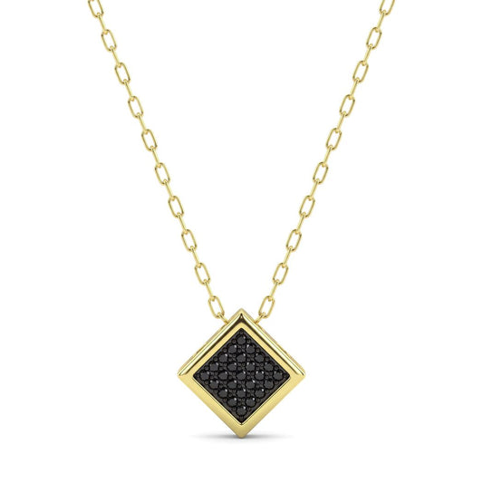 18K Gold Black Zircon Pendant Necklace