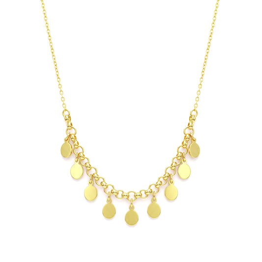 18K Gold Multi-Disc Drop Fringe Necklace