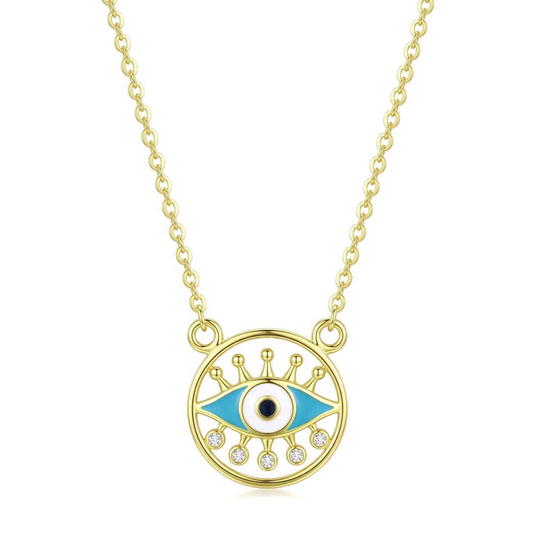 18K Gold Evil Eye Pendant Necklace