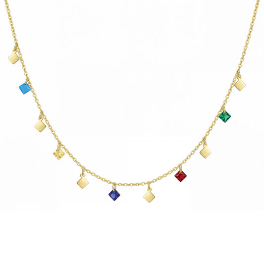 18K Solid Gold Multicolor Square