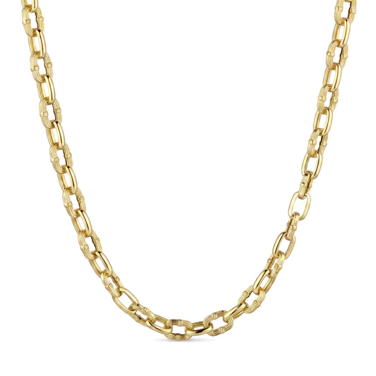 18K Men's Gold Bar Link Chain Necklace