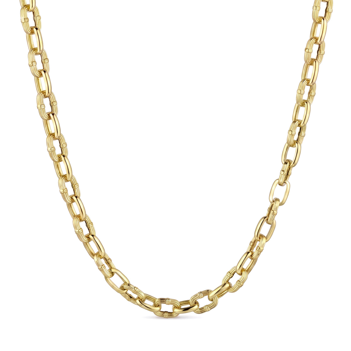 18K Men's Gold Bar Link Chain Necklace