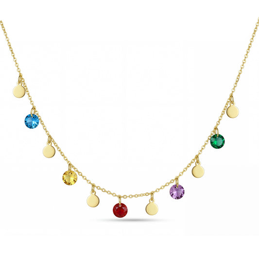 18K Solid Gold Multicolor Round Zircon & Gold