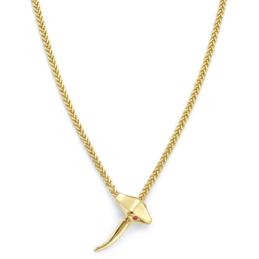 18K Gold Snake Head Chain Necklace