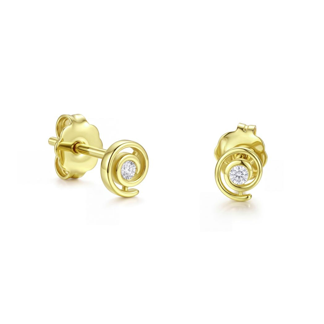 18K Gold Kids Swirl Cubic Stud Earrings