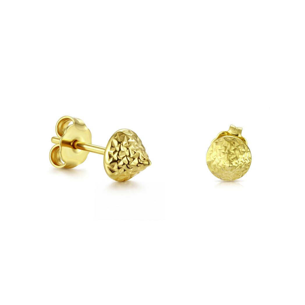18K Gold Kids Textured Stud Earrings