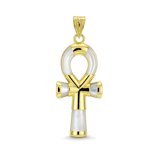 18K Gold Egyptian Key of Life Charm Pendant