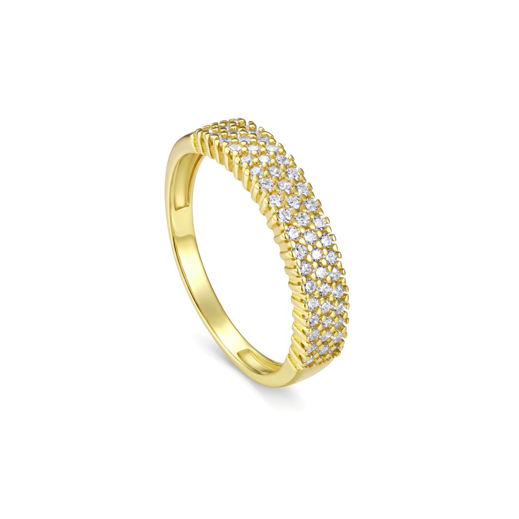 18K Gold Multi-Row Zircon Band Ring