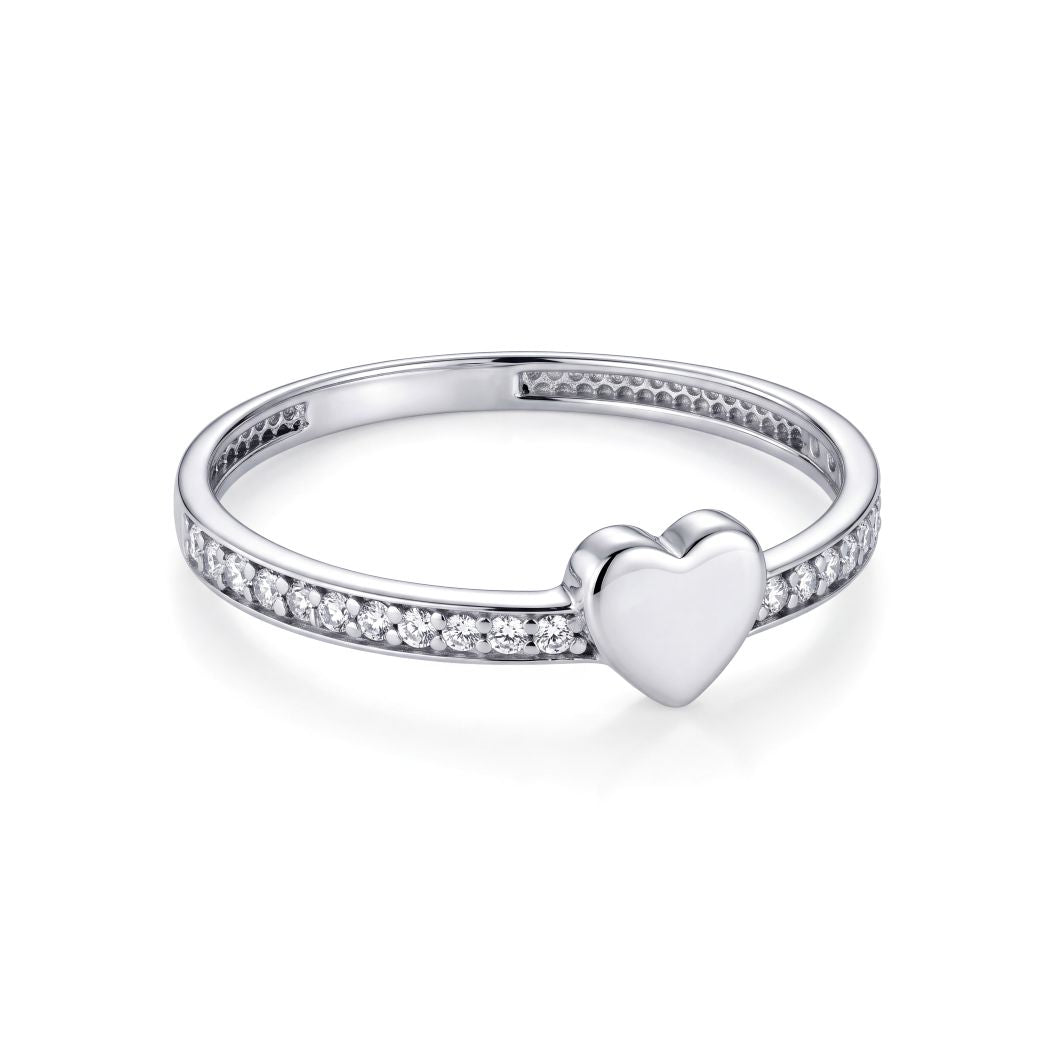 18K White Gold Heart Ring