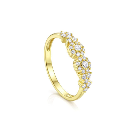 18K Gold Multi-Cluster Zircon Band Ring