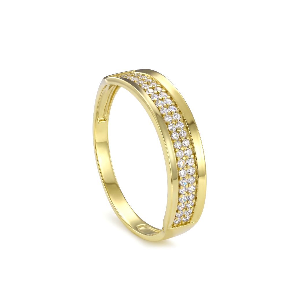 18K Gold Framed Zircon Band Ring