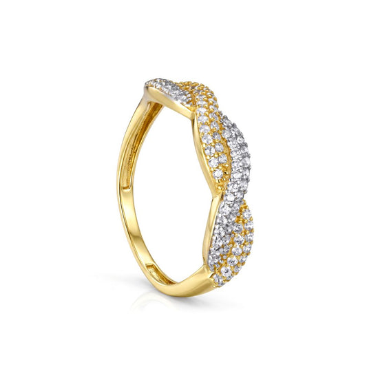 18K Gold Infinity Wave Zircon Ring