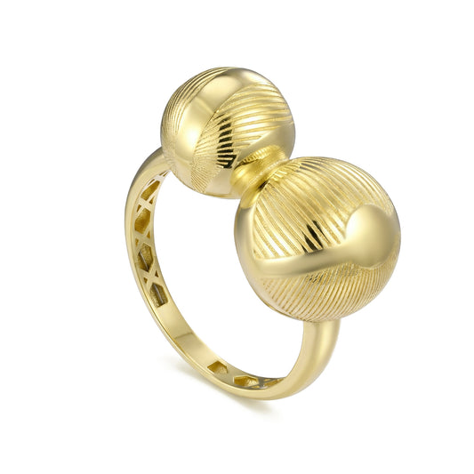 18K Gold Sculptural Twin-Globe Band