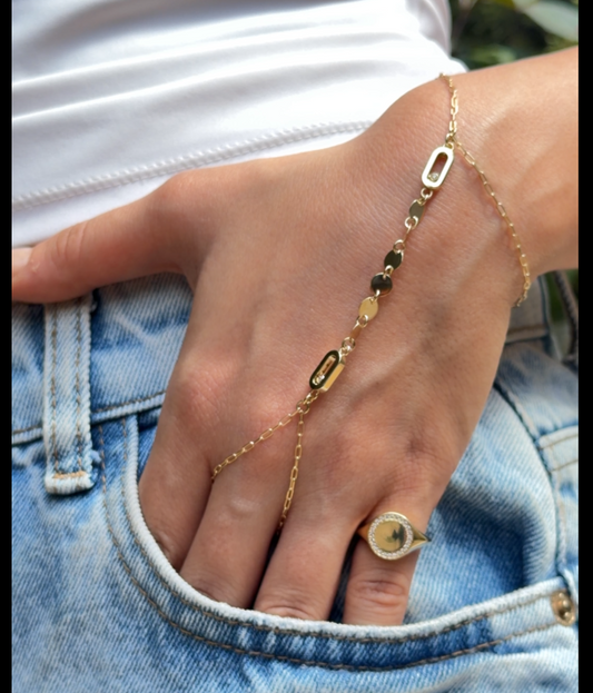 18K Gold Double-Loop Hand Chain