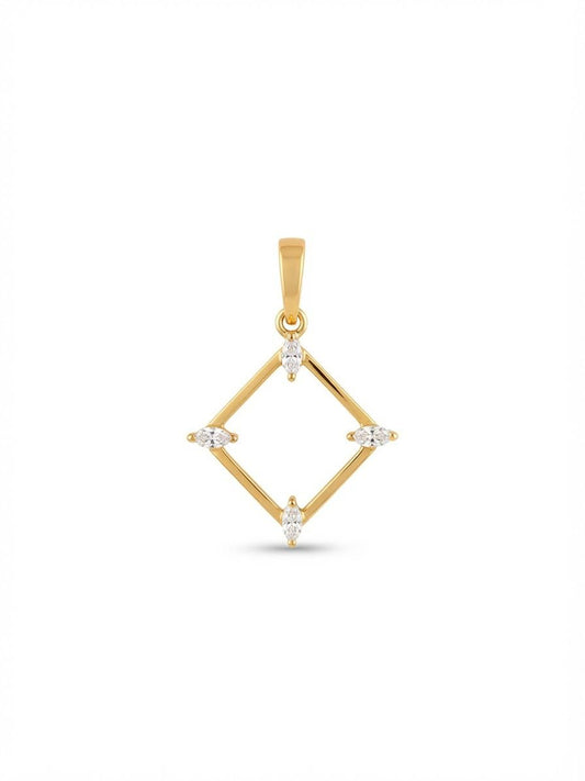 18K Gold Geometric Rhombus Pendant
