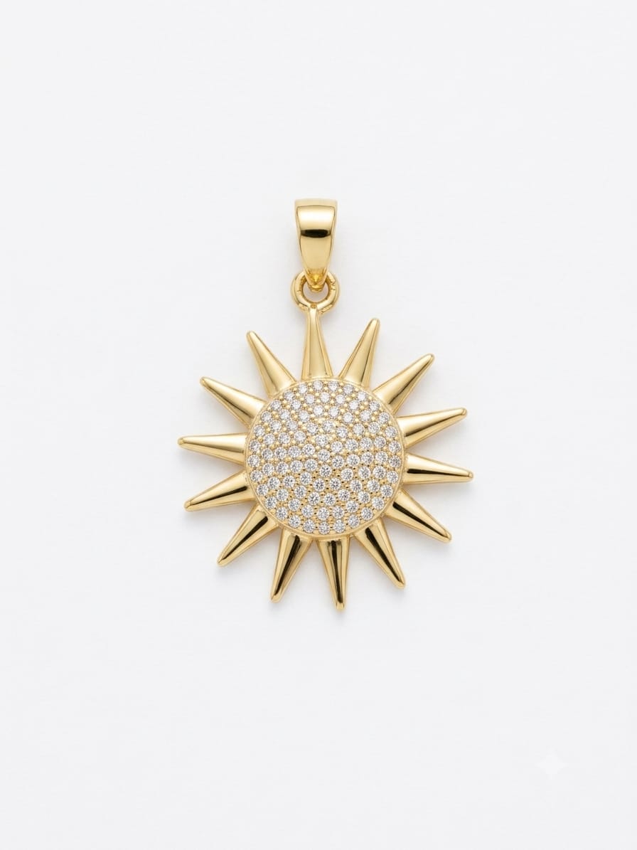 18K Gold Celestial Sun Pendant