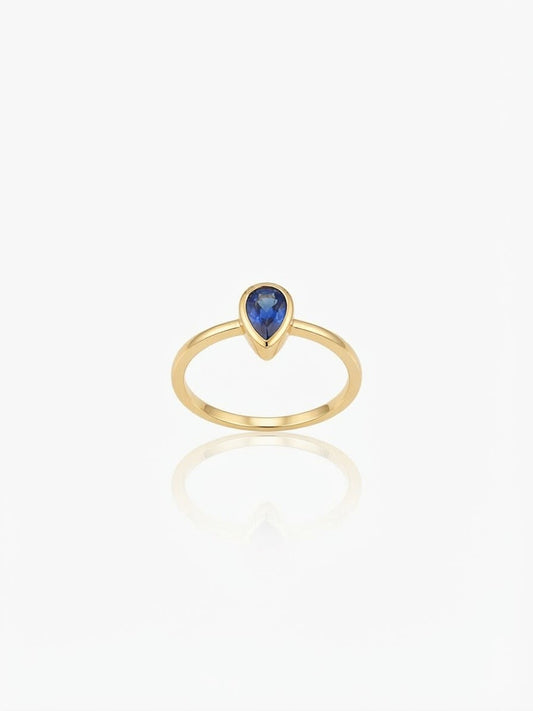 18K Gold Minimalist Pear Stone Ring