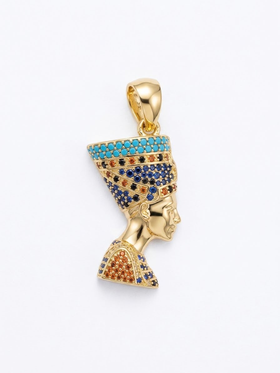 18K Gold Queen Nefertiti Pendant