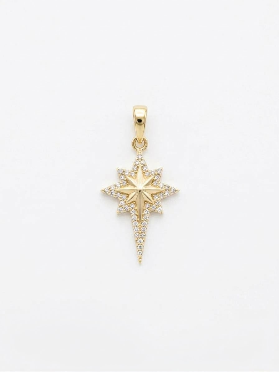 18K Gold Sparkling North Star Pendant
