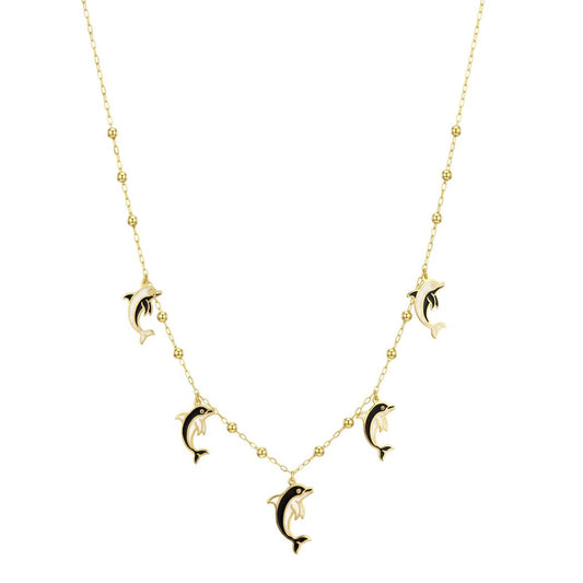 18K Dainty Dolphin Charm Necklace