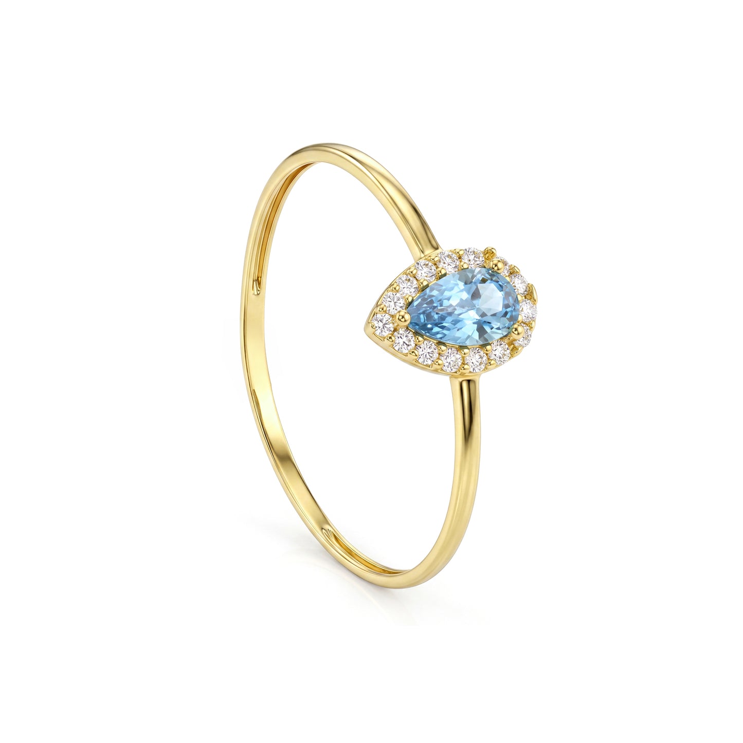 18K Solid Gold Pear-Cut Aquamarine