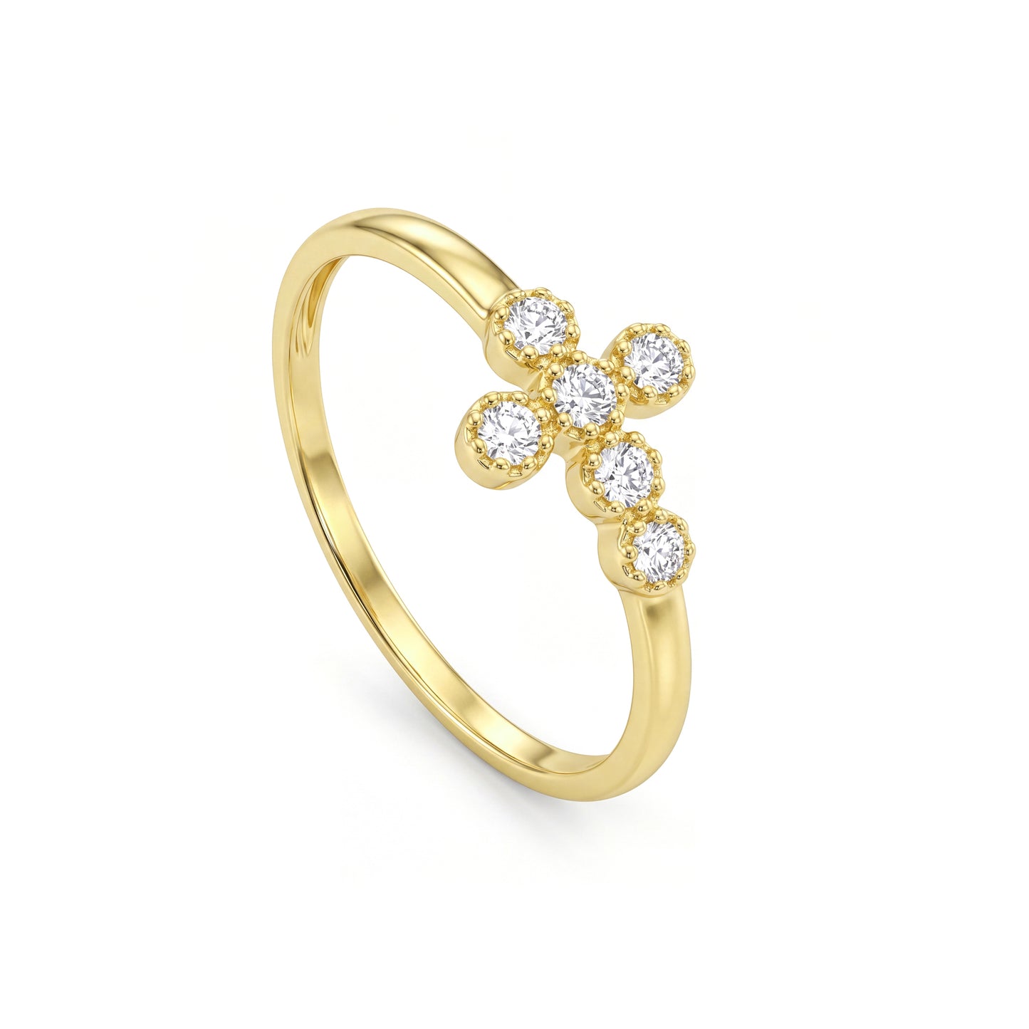 18K Gold Elegant Mini Cross Band