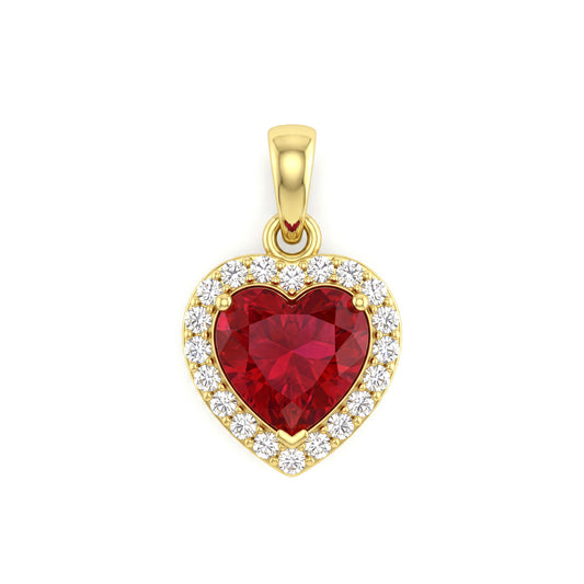 18K Gold Heart-Shaped Halo Pendant
