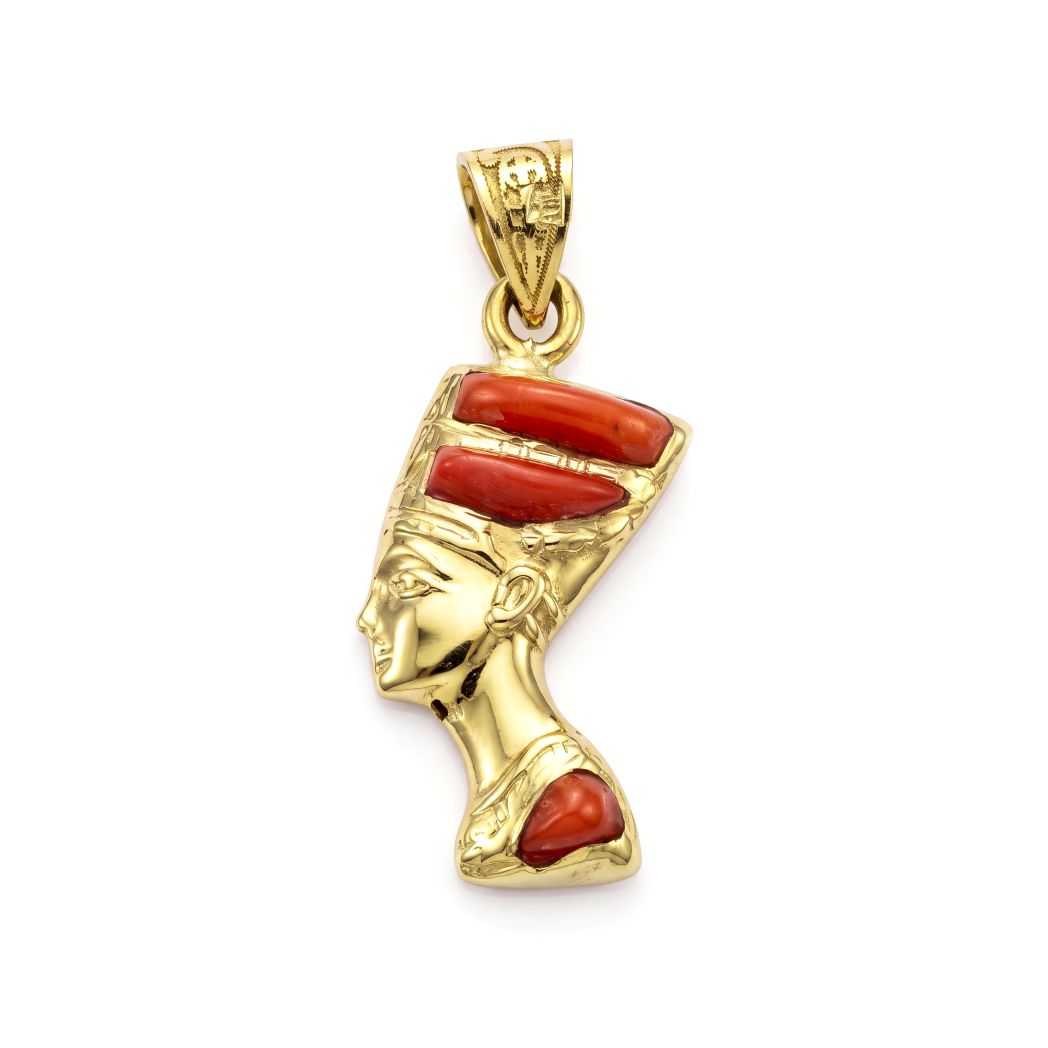 18K Gold Queen Nefertiti Bust Pendant