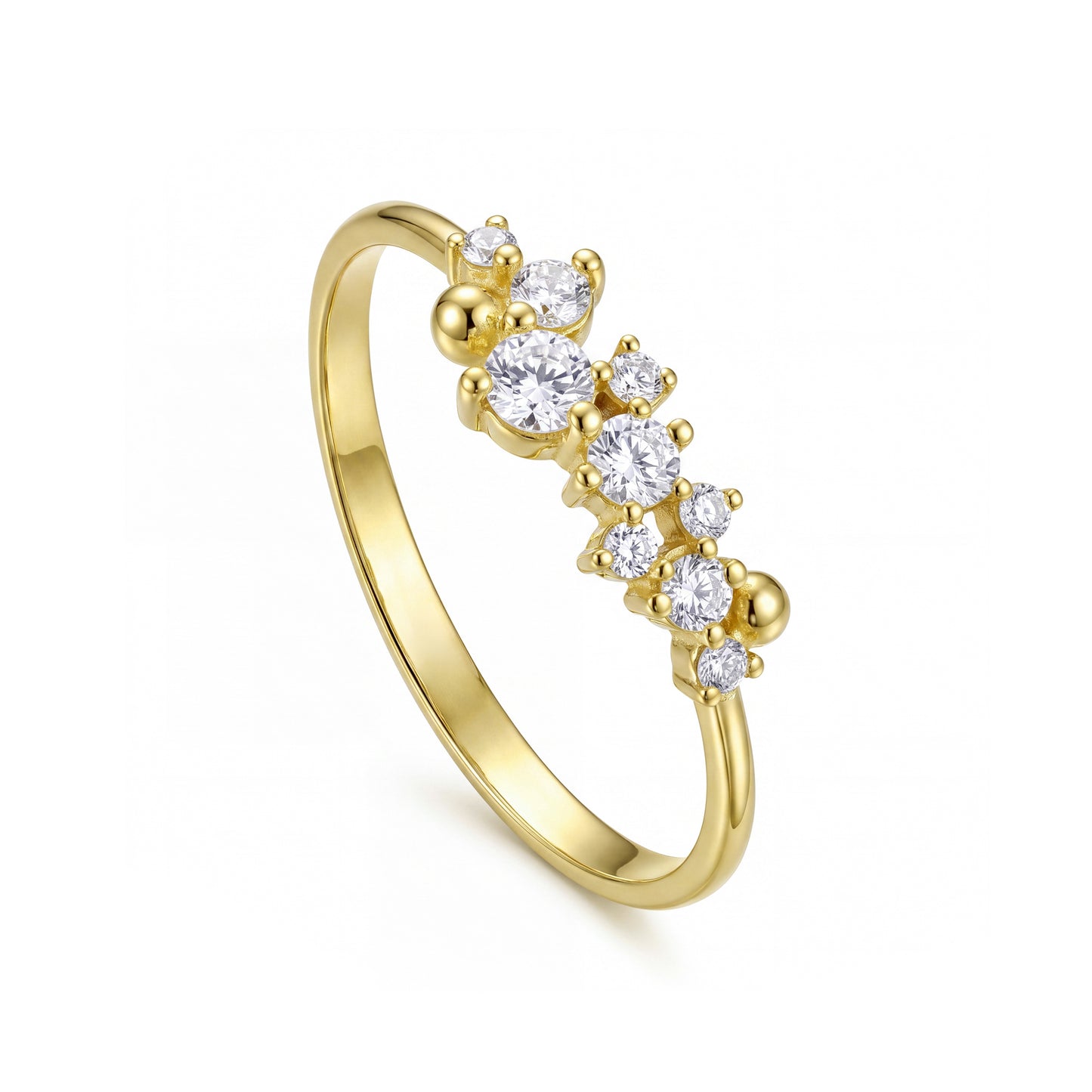 18K Gold Mini Cluster Zircon Ring