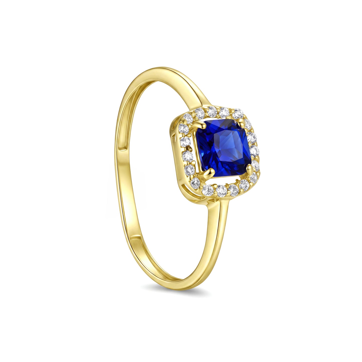 18K Solid Gold Cushion-Cut Blue Zircon