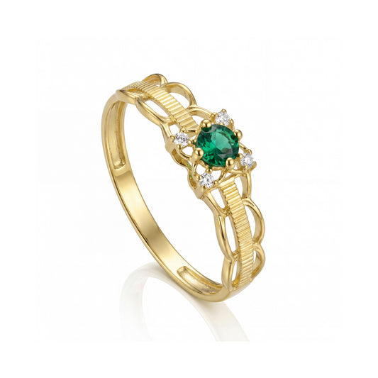 18K Gold Emerald-Style Filigree Statement Ring