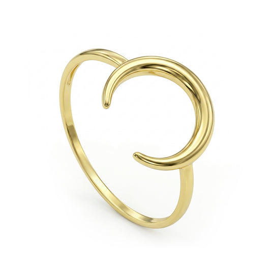 18k Gold Celestial Crescent Moon  Ring