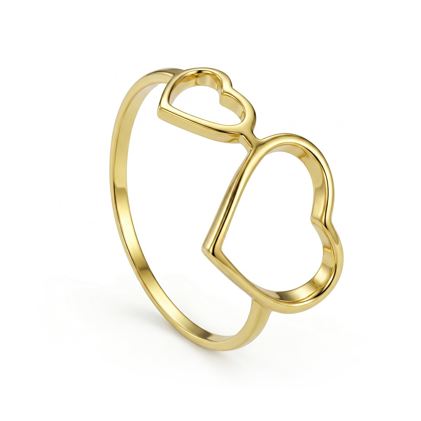 18K Gold Double Open Heart Ring