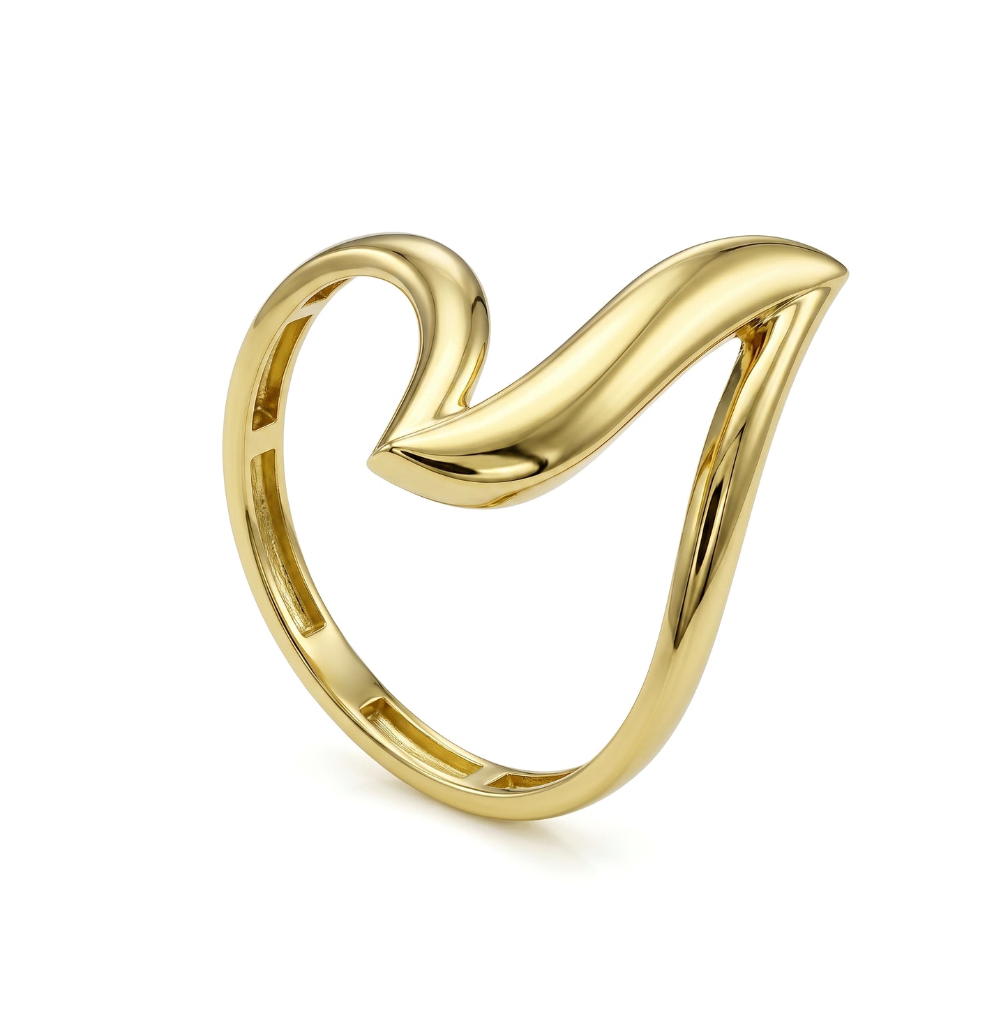 18K Gold Abstract Wave Ring