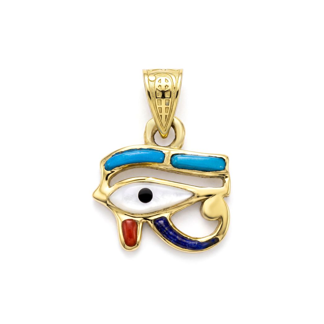 18K Gold Egyptian Eye of Horus Charm Pendant