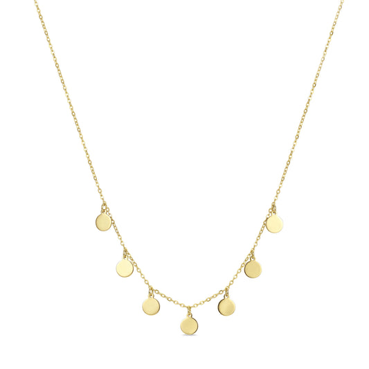 18K Solid Gold Multi-Disc Necklace