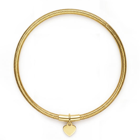18K Heart Charm Stretch Mesh Bracelet