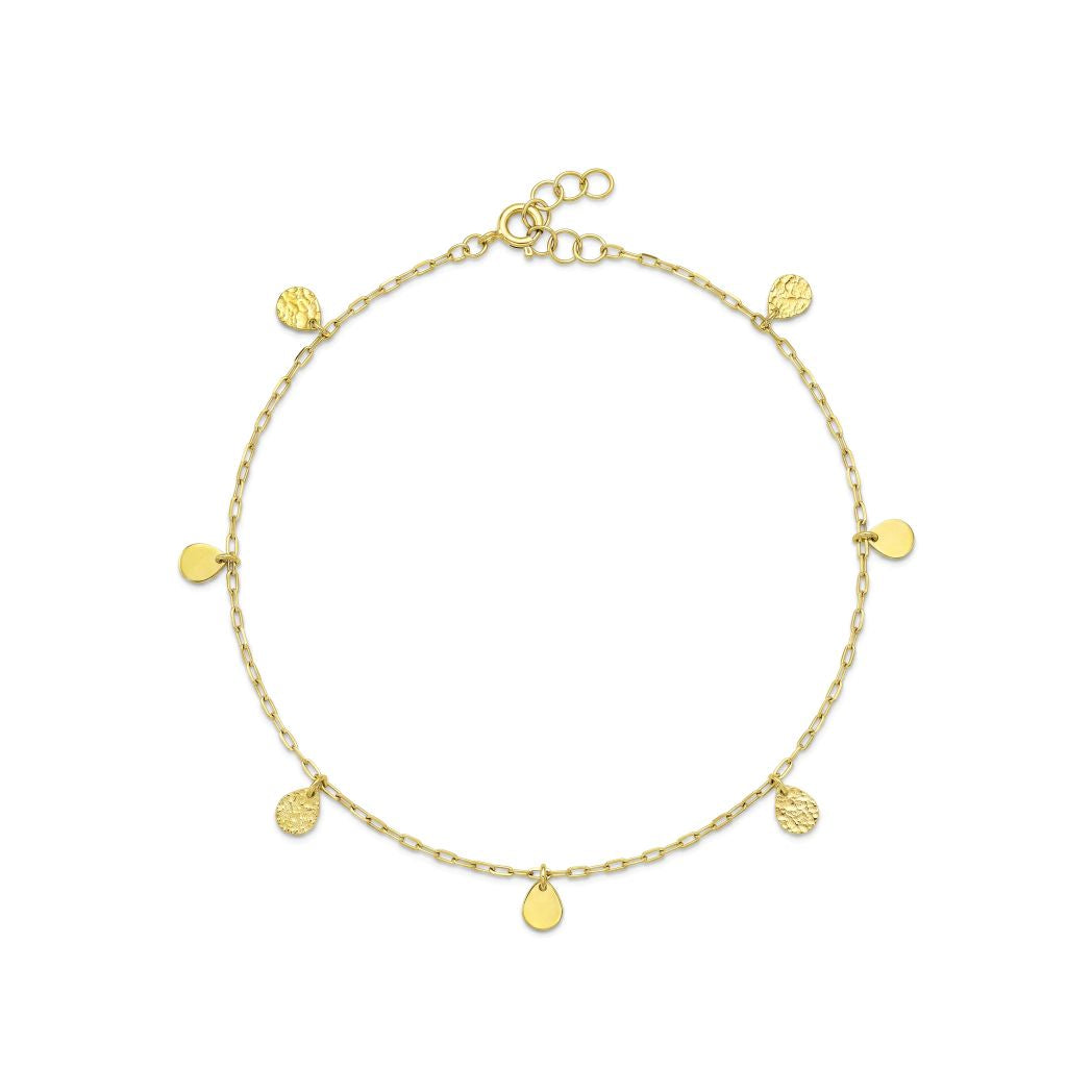 18K Gold Dainty Drop Charm Anklet