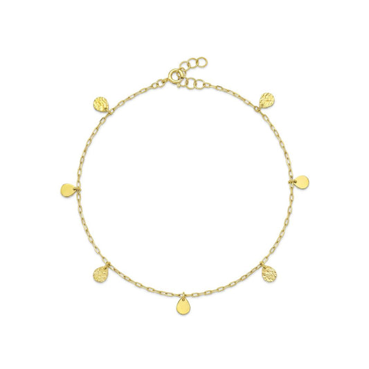 18K Gold Dainty Drop Charm Anklet