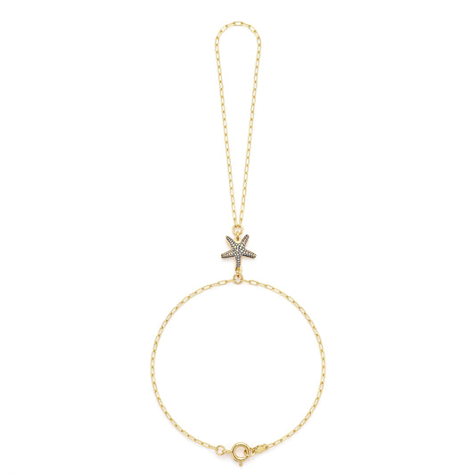 18K Gold Oceanic Starfish Enamel Hand Chain
