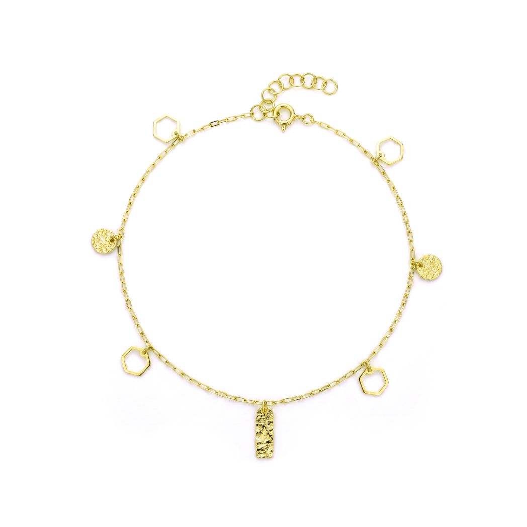 18K Gold Modern Geometric Dangle Anklet