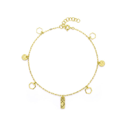 18K Gold Modern Geometric Dangle Anklet
