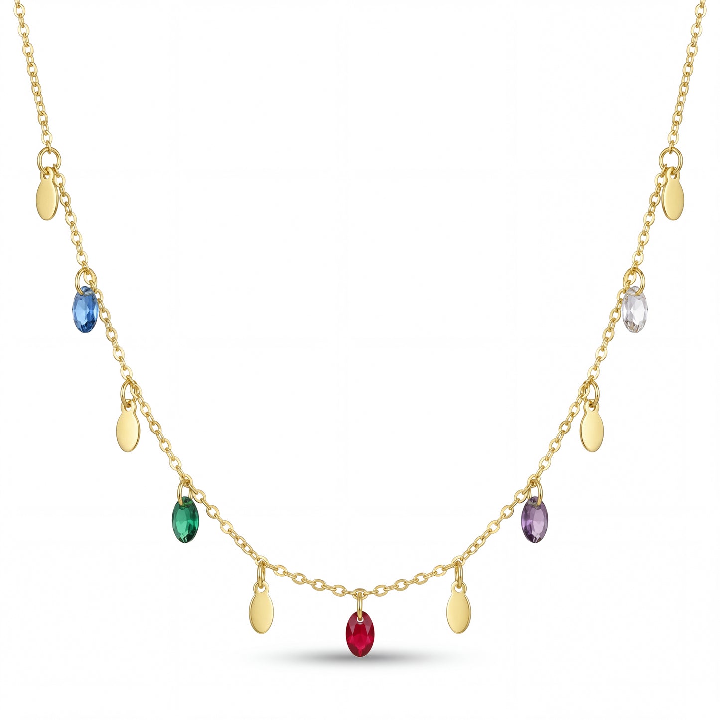 18K Solid Gold Multicolor Zircon Smooth