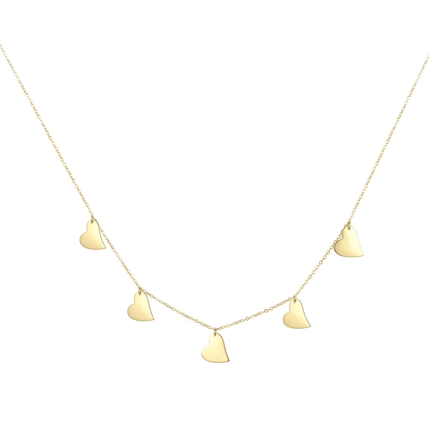 18K Gold Multi-Heart Charm Necklace