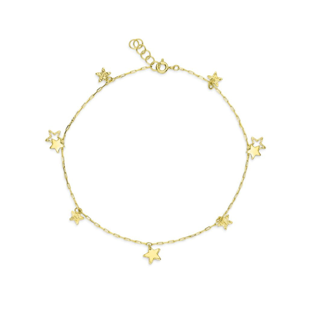 18K Gold Delicate Star Charms Anklet